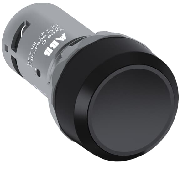 ABB Controls 22mm Pushbutton; Round; Black; 1NO; Momentary